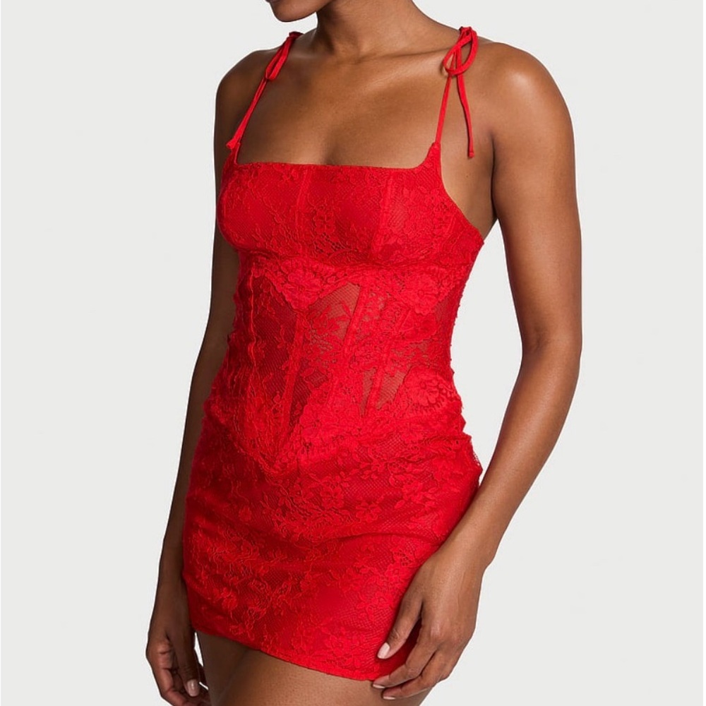 Sexy Red Lace Mini Dress